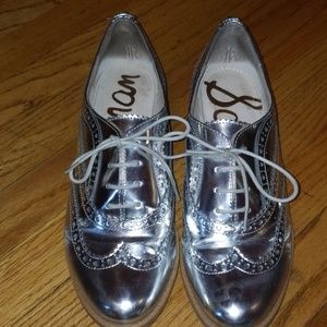 Metallic Silver Loafers by Sam Edelman